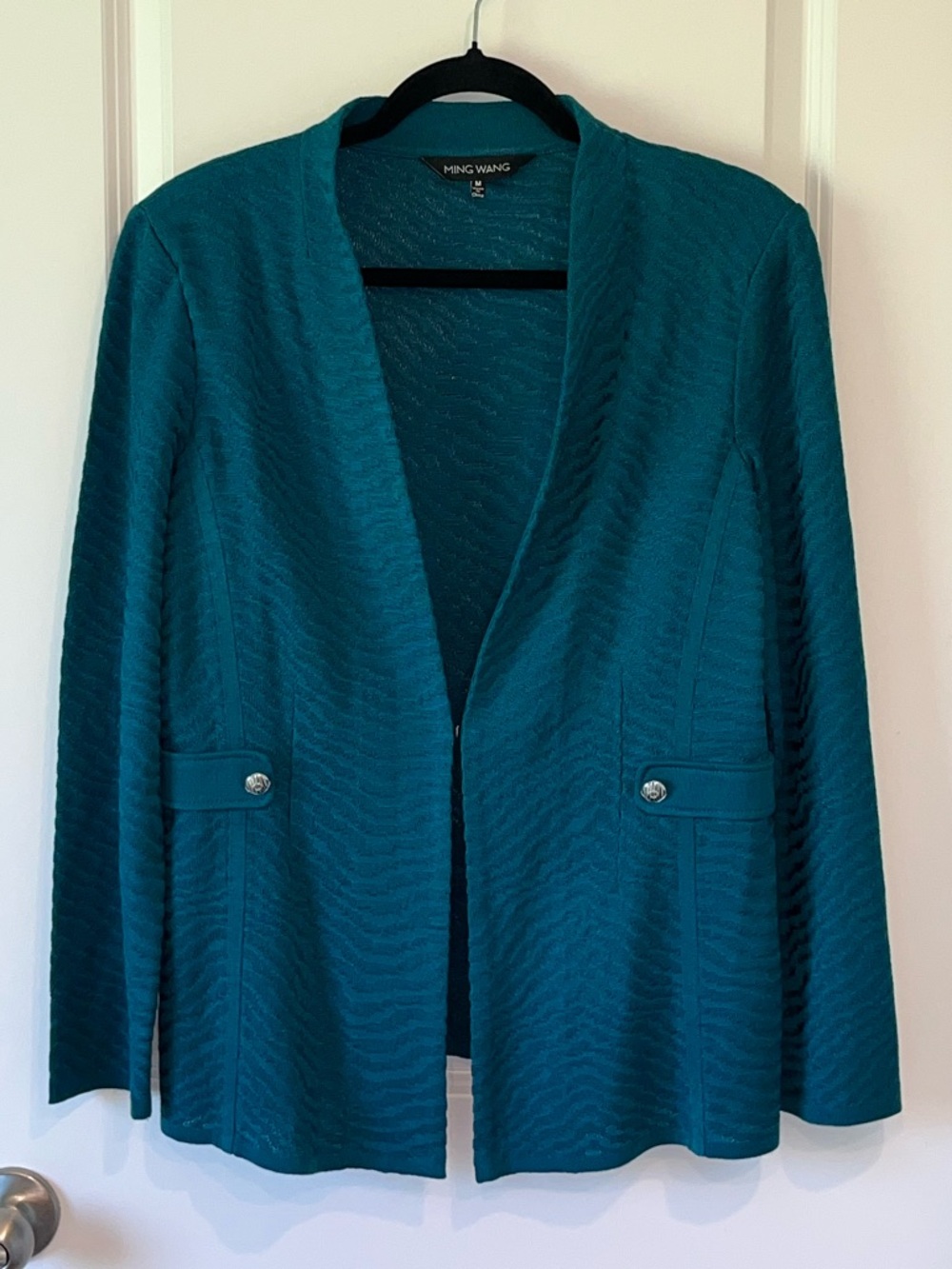 Mature Lady Ming Wang Acrylic Knit Blend Cardigan/Blazer Minimalist Sz. M